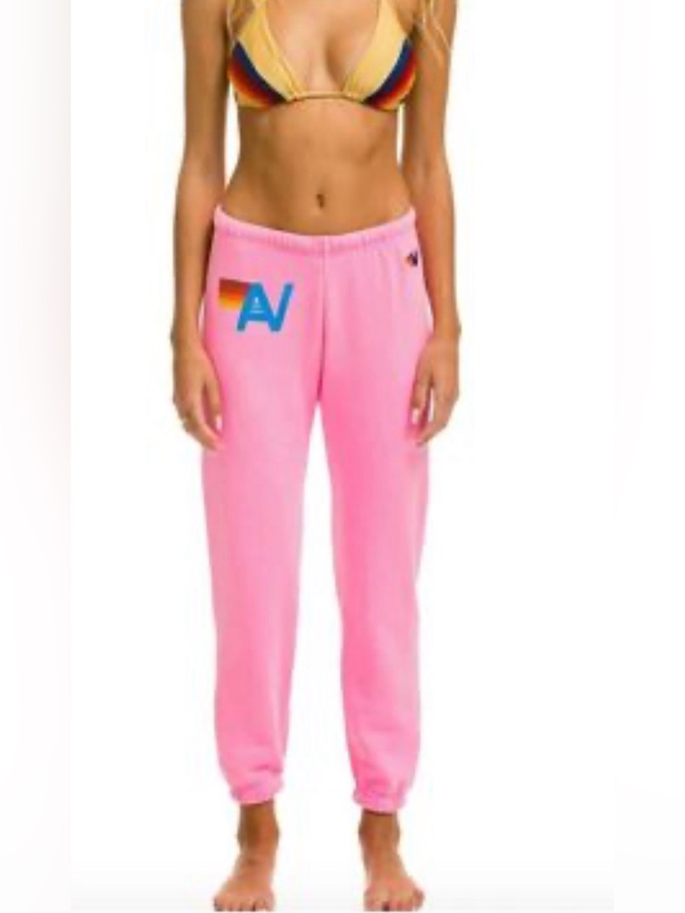 Aviator Nation Florescent Pink Logo Jogger Sweatpants Size M
